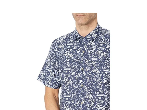 Columbia Men's Super Slack Tide Camp Shirt - XXL - Collegiate Navy Kona Print