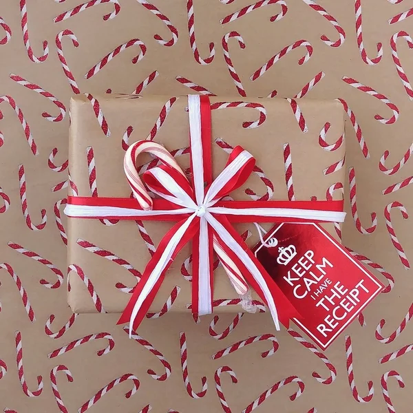 Bulk Ream Roll Christmas Gift Wrap Wrapping Paper - Kraft Candy Cane