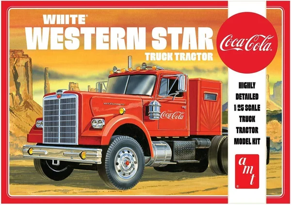 Skill 3 Model Kit White Western Star Semi Truck Tractor Coca-Cola 1/25 Scale Model by AMT