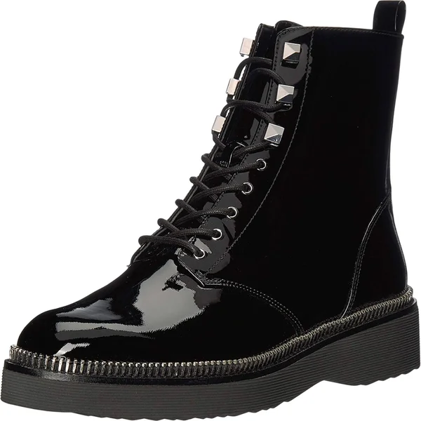 Michael Michael Kors Women's Haskell Patent Leather Combat Boots - Black - Size 8.5