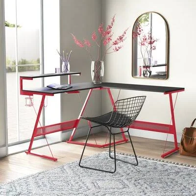 Abeyta Reversible L-Shape Gaming Desk The Twillery Co. Color: Black/Red