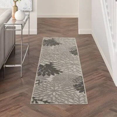 Rosas Floral Silver Gray/Ivory/Taupe Indoor, Outdoor Area Rug Andover Mills Rug Size: Runner 2&3x22 x 8&