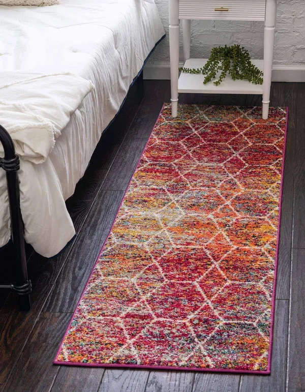 Unique Loom Geometric Trellis Frieze Runner Rug, Multi, 2& x 6&