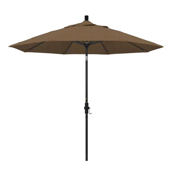 California Umbrella 9-Foot Black Aluminum Market Umbrella Woven Sesame