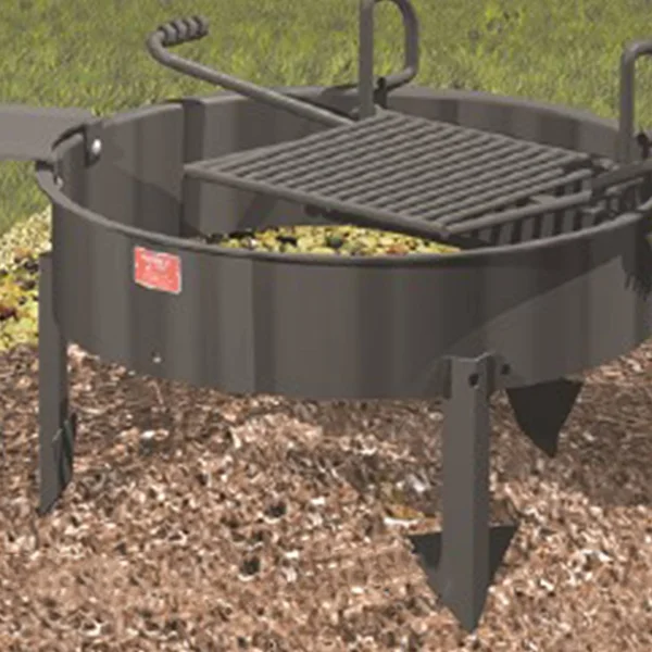 Pilot Rock 24 inch Steel Ground Fire Pit Ring and Cooking Grate, Black