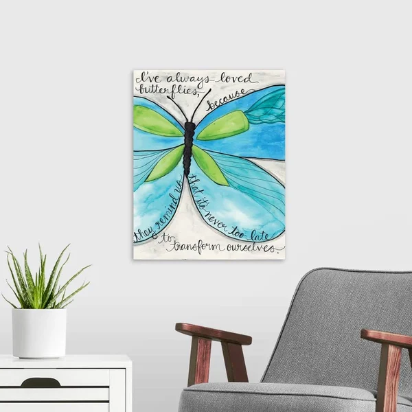 Turquoise Butterfly - Canvas Wall Art, 16x20, Great Big Canvas