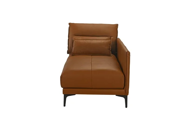 Mid Century Modern Living Room Leather Chaise Lounge (Camel Brown)