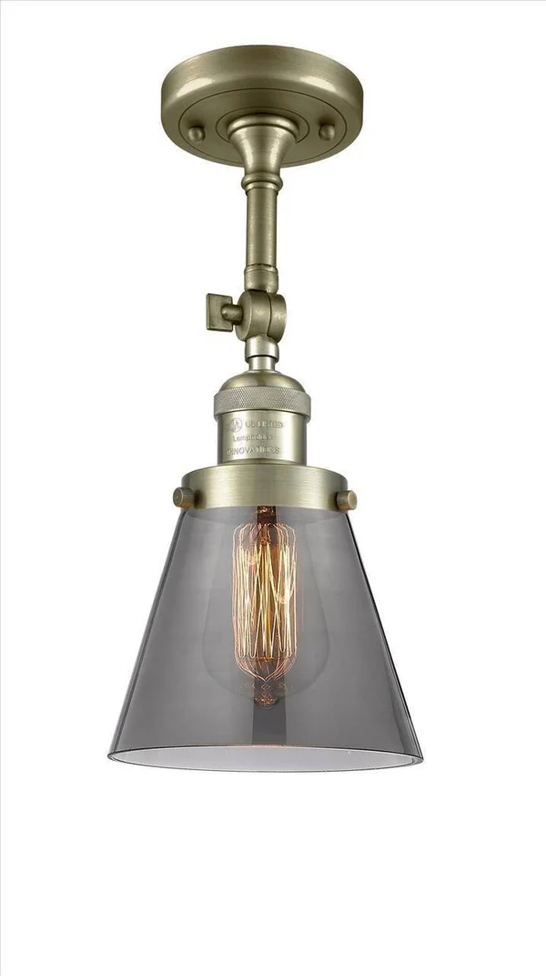 Innovations Lighting Small Cone 1 Light Semi Flush Mount 201F AB G63 (Antique Brass)
