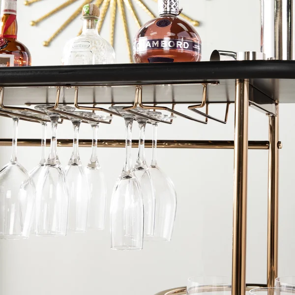 Southern Enterprises Dagney Wine & Bar Table with Glassware Storage