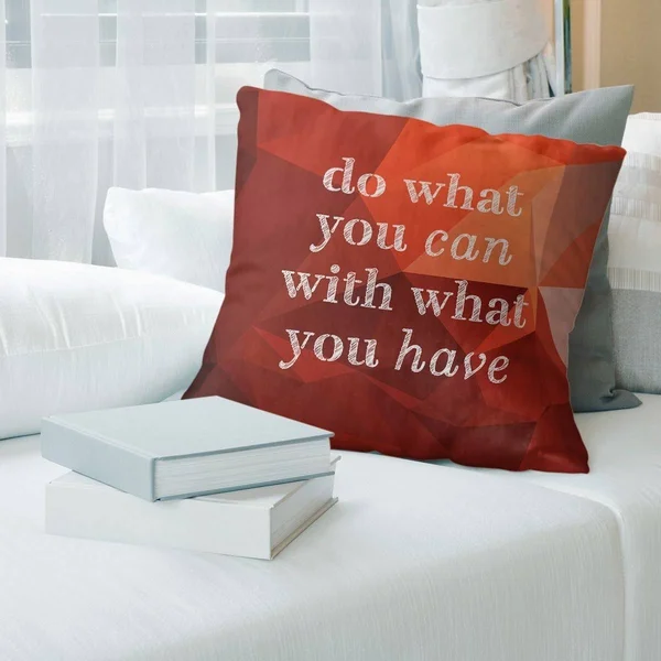 Quotes Faux Gemstone Do What You Can Quote Pillow (Indoor/Outdoor) - 20 x 20 - Square - Zipper Closure - Large - Polyester - UV