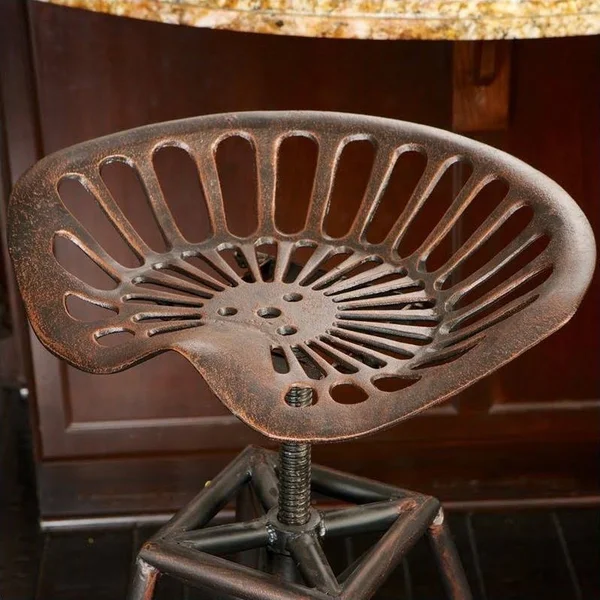 Noble House 26x22 Lawrence Saddle Bar Stool in Copper and Silver