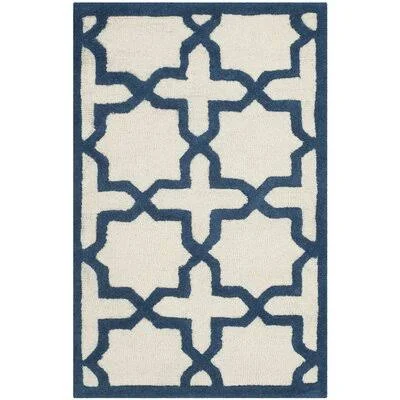 Varick Gallery Martins Ivory - Navy Area Rug; 5' x 8'