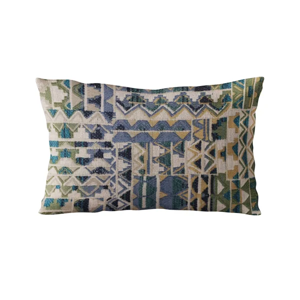 Plutus 20x22 x 30x22 Pyramids Border Luxury Throw Pillow in Blue
