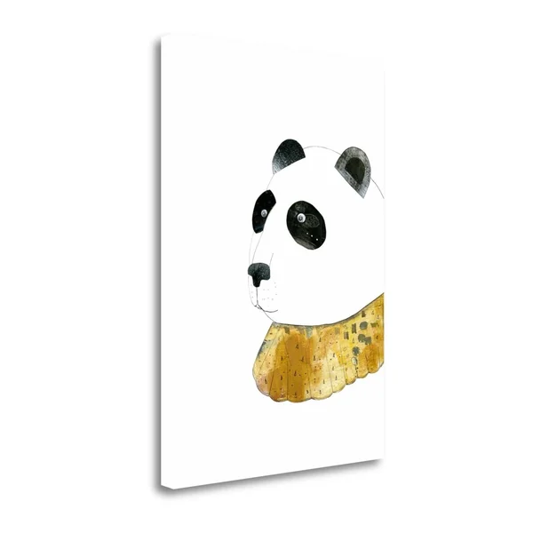 Tangletown Fine Art Panda with Gold Collar by Sarah Ogren Giclee Print on Gallery Wrap Canvas - 17x22 x 24x22 - Multi
