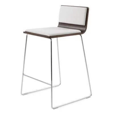 Sawyer 29x22 Bar Stool Upper Square Color: American Walnut - Upholstery: White