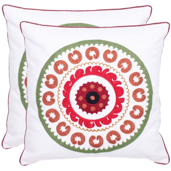 Safavieh Jasmine 18 inch Red Decorative Pillows Set of 2