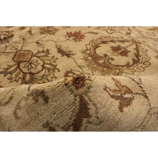 Hand-Knotted Finest Agra Jaipur Light Khaki Wool Rug 5&3x22 x 7&10x22