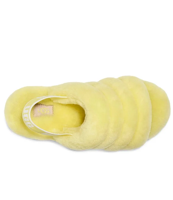 Ugg Women's Fluff Yeah Slide Sheepskin in Neon Yellow, Size 10