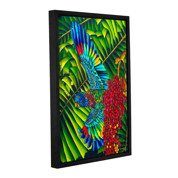 ArtWall Daniel Jean-Baptiste's 'St.Lucia Parrot' Gallery Wrapped Floater-framed Canvas Small