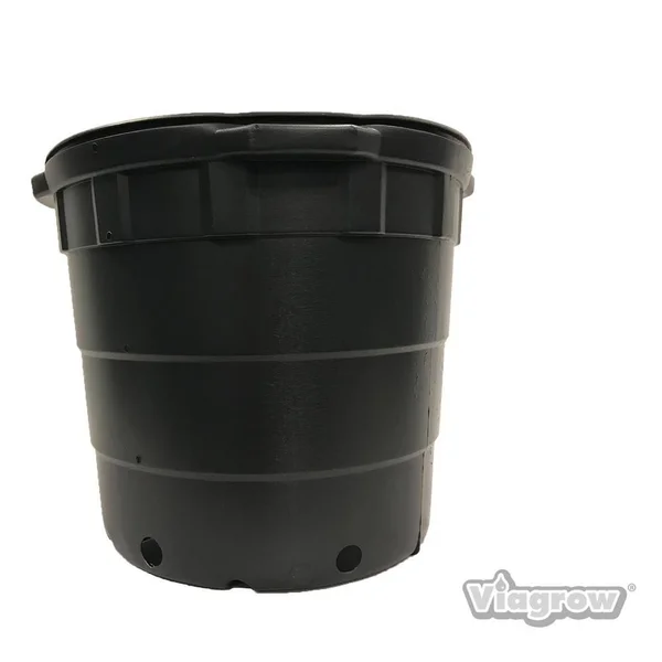 Viagrow 10 gal. Round Plastic Nursery Pots with Saucers (10-Pack)