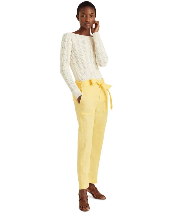 Lauren Ralph Lauren Linen Straight Leg Pants - Beach Yellow