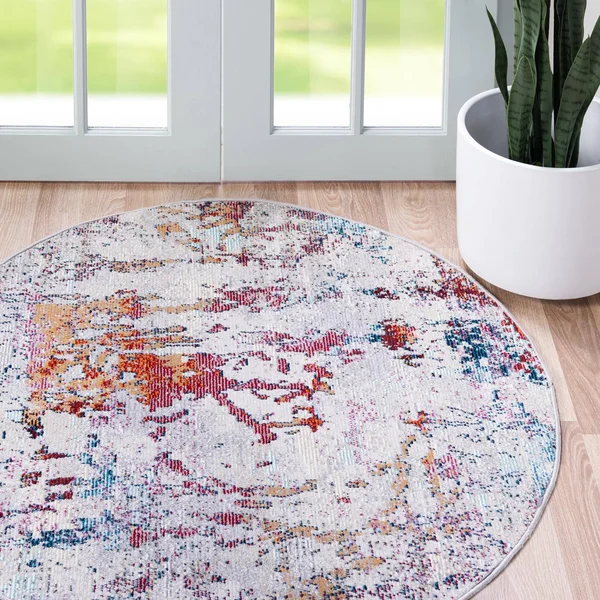 Starlight 7 ft Round Gray Area Rug