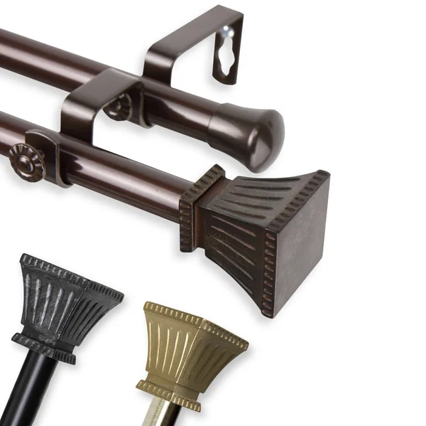 Rod Desyne Trumpet Double Curtain Rod, Black