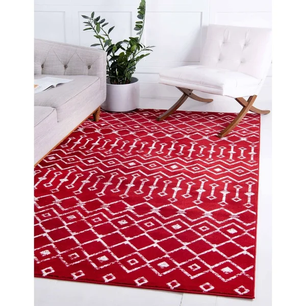Unique Loom Moroccan Trellis White 8 ft. x 11 ft. Area Rug