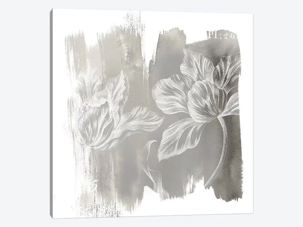 Sue Schlabach Paintings Canvas Art Prints - Neutral Water Wash II ( Floral & Botanical > Flowers art)