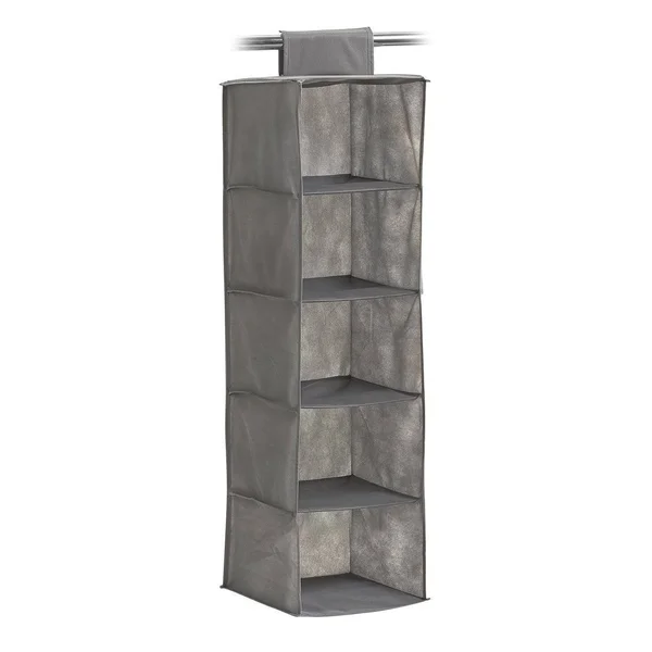 Zeller 14613 Hanging Storage - 5 Comp, Non-Woven, Grey, 28 x 28 x 95 cm, Fleece, 28x28x95 cm