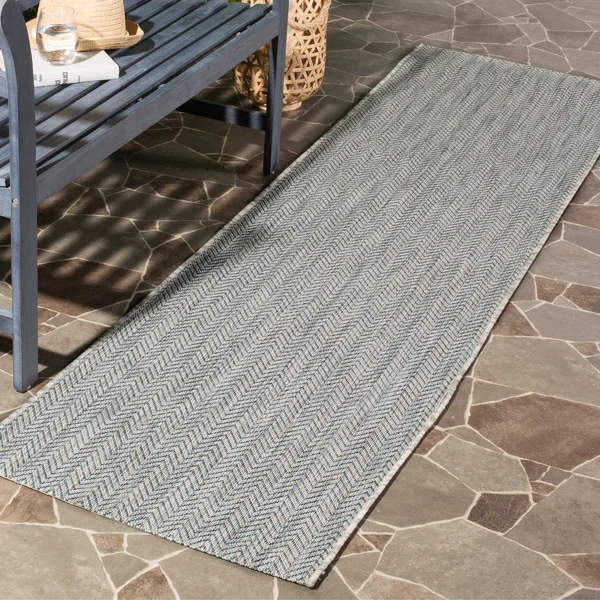 Safavieh Courtyard Navy, Grey Area Rug; 8& x 11&