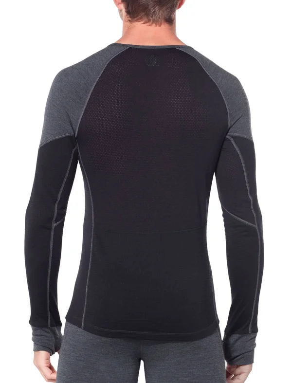 Icebreaker Men's 260 Zone Long Sleeve Crewe Shirt, Jet Heather/Black, Size L by Campman