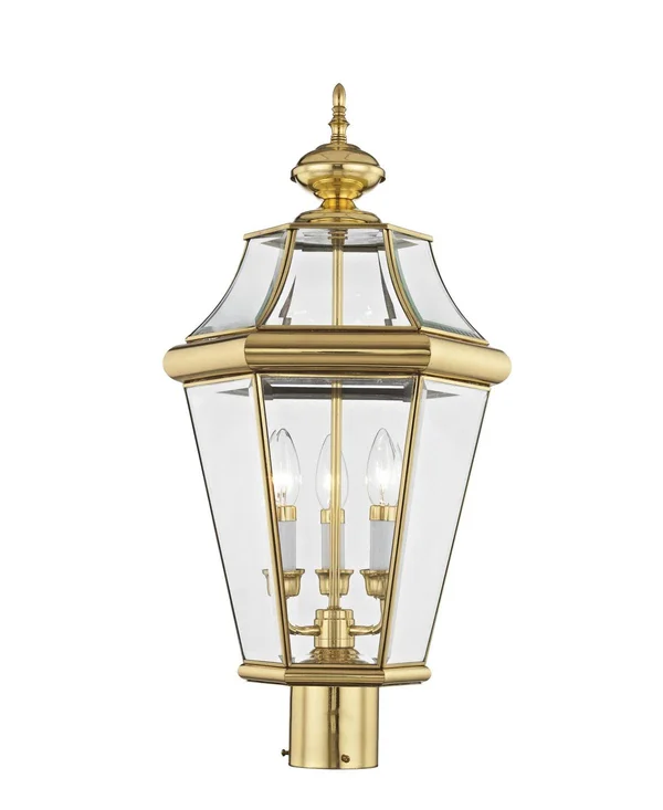 Livex Lighting Georgetown 3 Light Outdoor Post Lantern, Bronze 2364-07