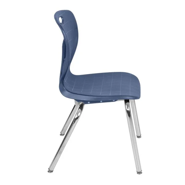 Regency Kee 42x22 Square Height Adjustable Moblie Classroom Table - Mahogany & 4 Andy 18-in Stack Chairs- Navy Blue