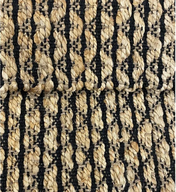 LR Home Woven Black 2 ft. x 5 ft. Trellis Geometric Natural Jute Area Rug