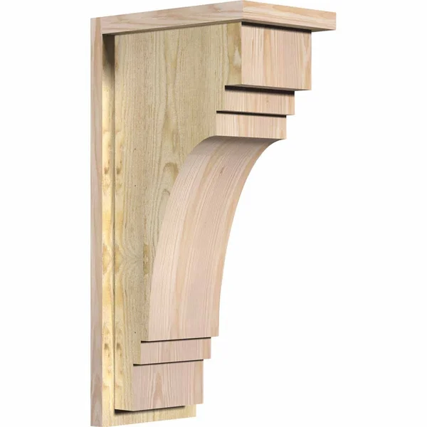 8x22W x 12x22D x 24x22H Pescadero Rough Sawn Corbel w/Backplate - Douglas Fir