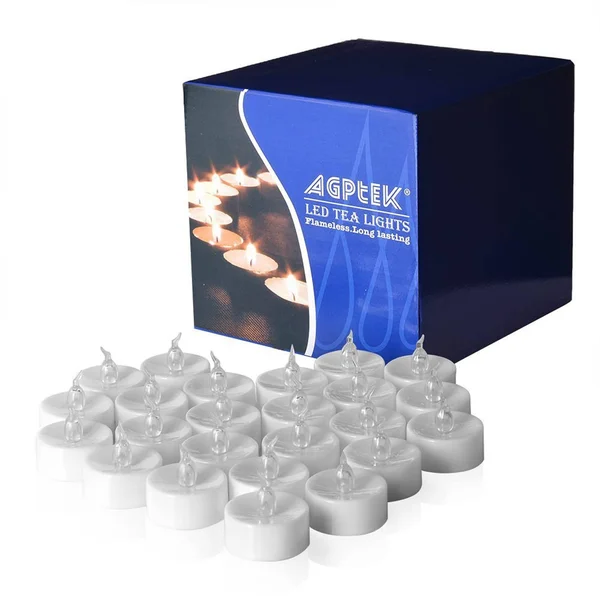 Flameless Tea Candles Flickering Cool White - 7&9x22 x 10&10x22 - Plastic