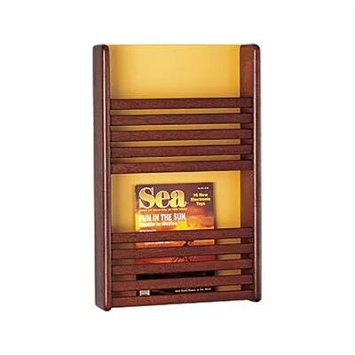 Peter Pepper 2 Pocket Magazine Rack with Front Slats, Brown