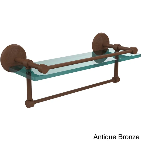 Allied Brass MC-1TB/16-GAL-BKM 16 inch Gallery Glass Shelf with Towel Bar - Matte Black