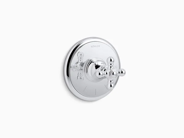 Kohler K-T72769-3-BN Artifacts Thermostatic Valve Trim with Cross Handle - Vibrant Brushed Nickel