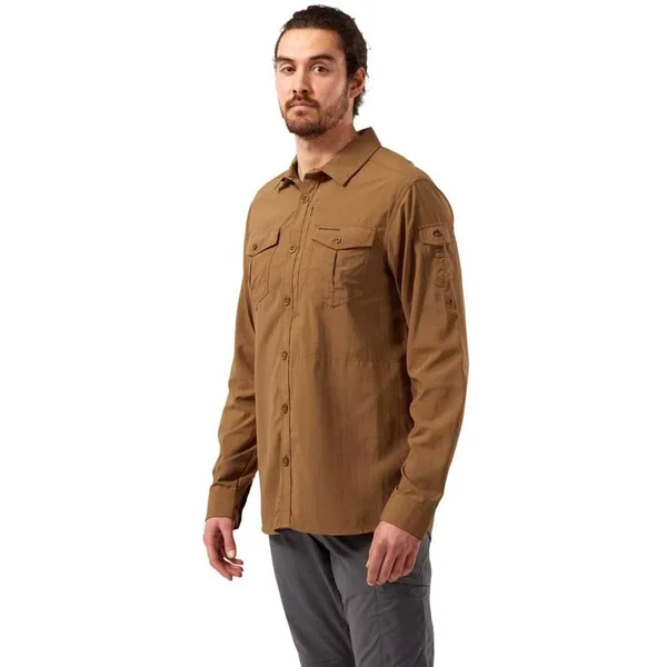 Craghoppers Mens NosiLife Adventure II Long Sleeved Shirt Rubber XL