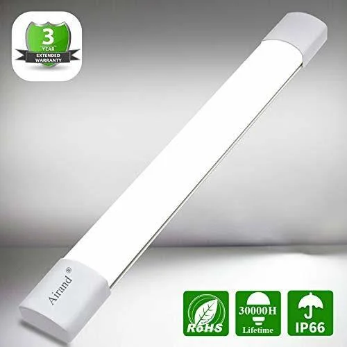 Airand 5000K LED Ceiling Light Fixture - 2ft IP66 Waterproof LED Tube Light, LED 1100