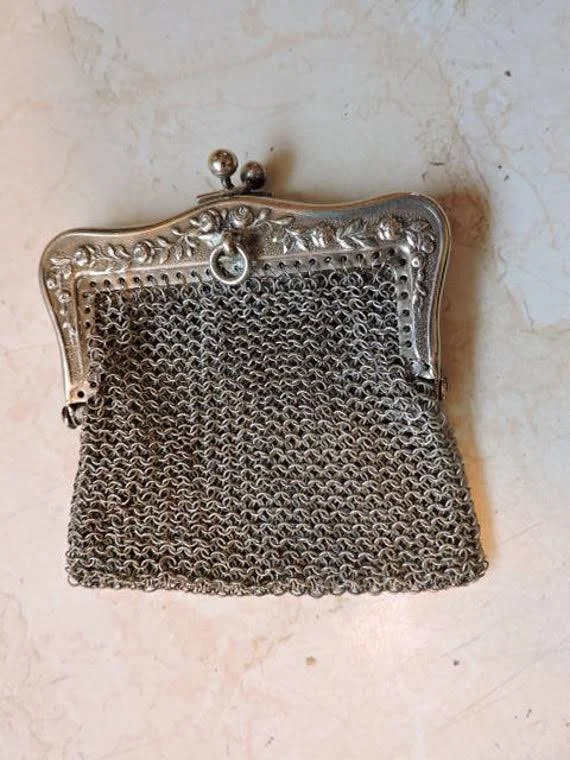 Chain Mal Change Purse Unique Collectible Chain Mail 3 Compartments Chain Mal Vintage Silver Color Coin Purse Vintage Money Hold