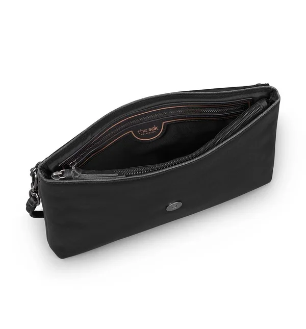 The Sak Legend Flap Clutch Crossbody Bag - Black Leather