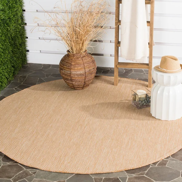 Safavieh Courtyard Carolann Indoor/ Outdoor Rug - 5&3x22 x 5&3x22 Round - Natural/Cream