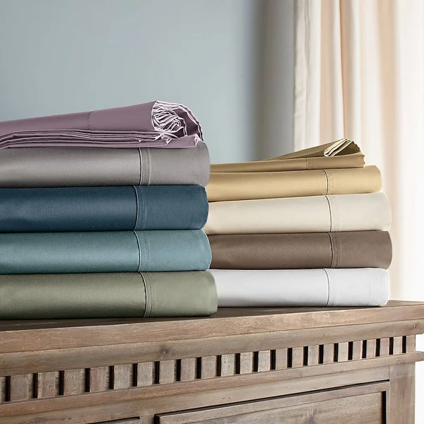 Legends Hotel Supima Cotton Wrinkle-Free Sateen Deep Pocket Flat Sheet - Cafe - Beige - Size California King, The Company Store