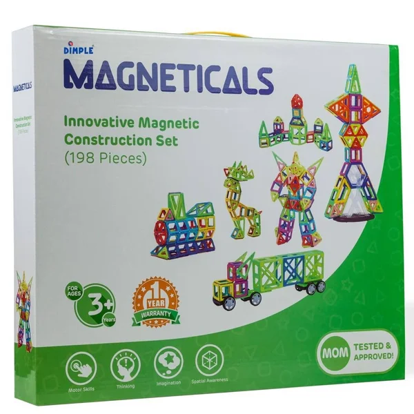 Magneticals Magnet Toys Tile Set, Pack of Two 198-piece Set - Total 396 Pieces, Learning and Exploration Magnet Toys Set, Stem E