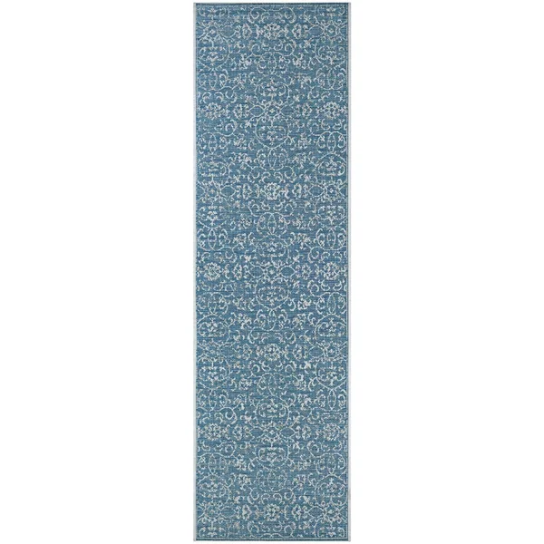 Dream Decor Rugs Carriage House Morning Glory/Navy-Ivory Indoor/Outdoor Area Rug - 5&10 x 9&2, Beige