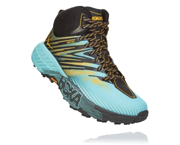 Hoka One One Women's Speedgoat Mid 2 GTX - 6 - Antigua Sand, Golden Rod