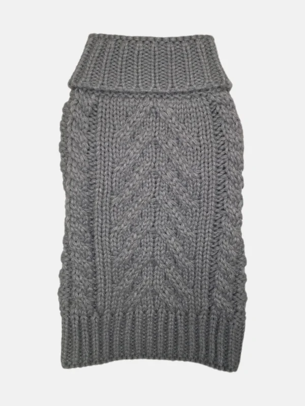 Fab Dog Super Chunky Turtleneck Dog Sweater, Heather Gray, 20x22
